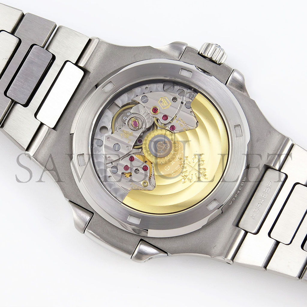 PATEK PHILIPPE NAUTILUS EDITION WHITE DIAL PURPLE DIAMONDS BEZEL ON WATCH 5711P